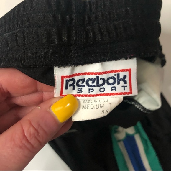 80s vintage Reebok biker pants leggings teal black - Picture 8 of 10